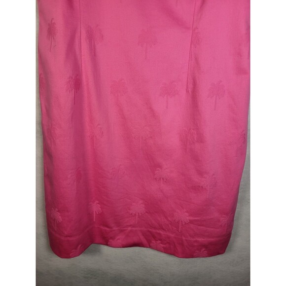 Lilly Pulitzer VTG Classic Pink Sheath Dress Size 12 Palm Trees Green Trim - Picture 3 of 11